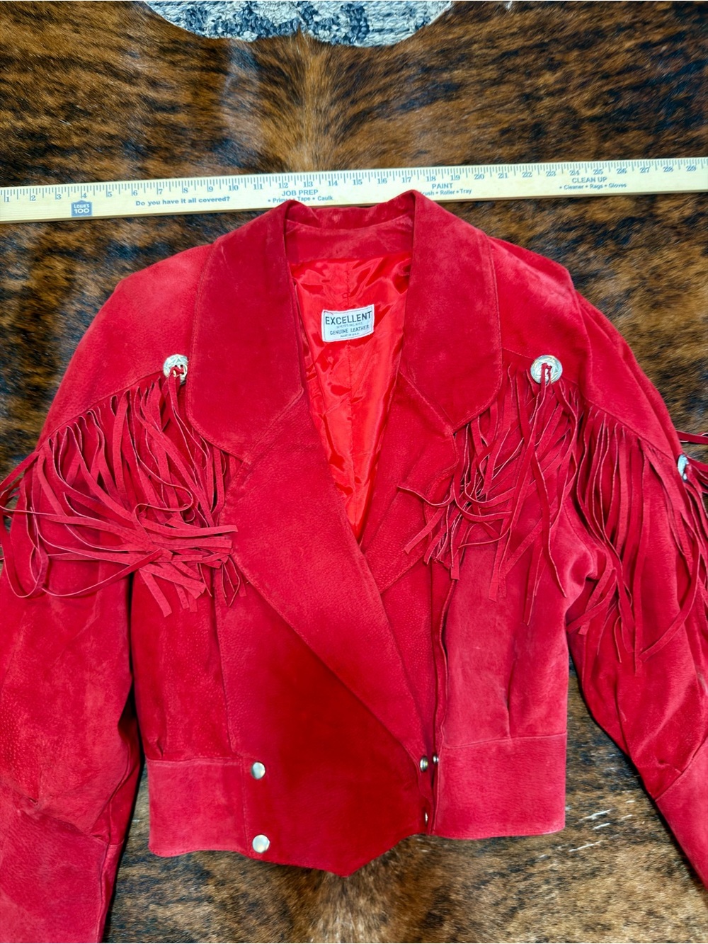 Rare Vintage Excellent Stylists NYC Fringe Red Suede Jacket Western  Boho-Size M - Picture 10 of 14